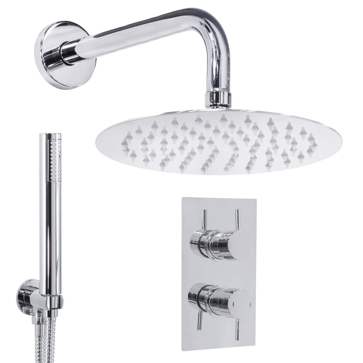 Concealed Thermostatic Shower Set 20cm Round Head & Hand Shower - Chrome DH318