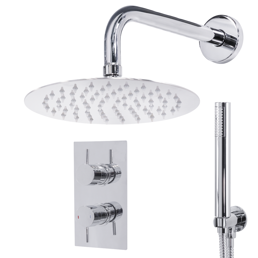 Concealed Thermostatic Shower Set 20cm Round Head & Hand Shower - Chrome DH318