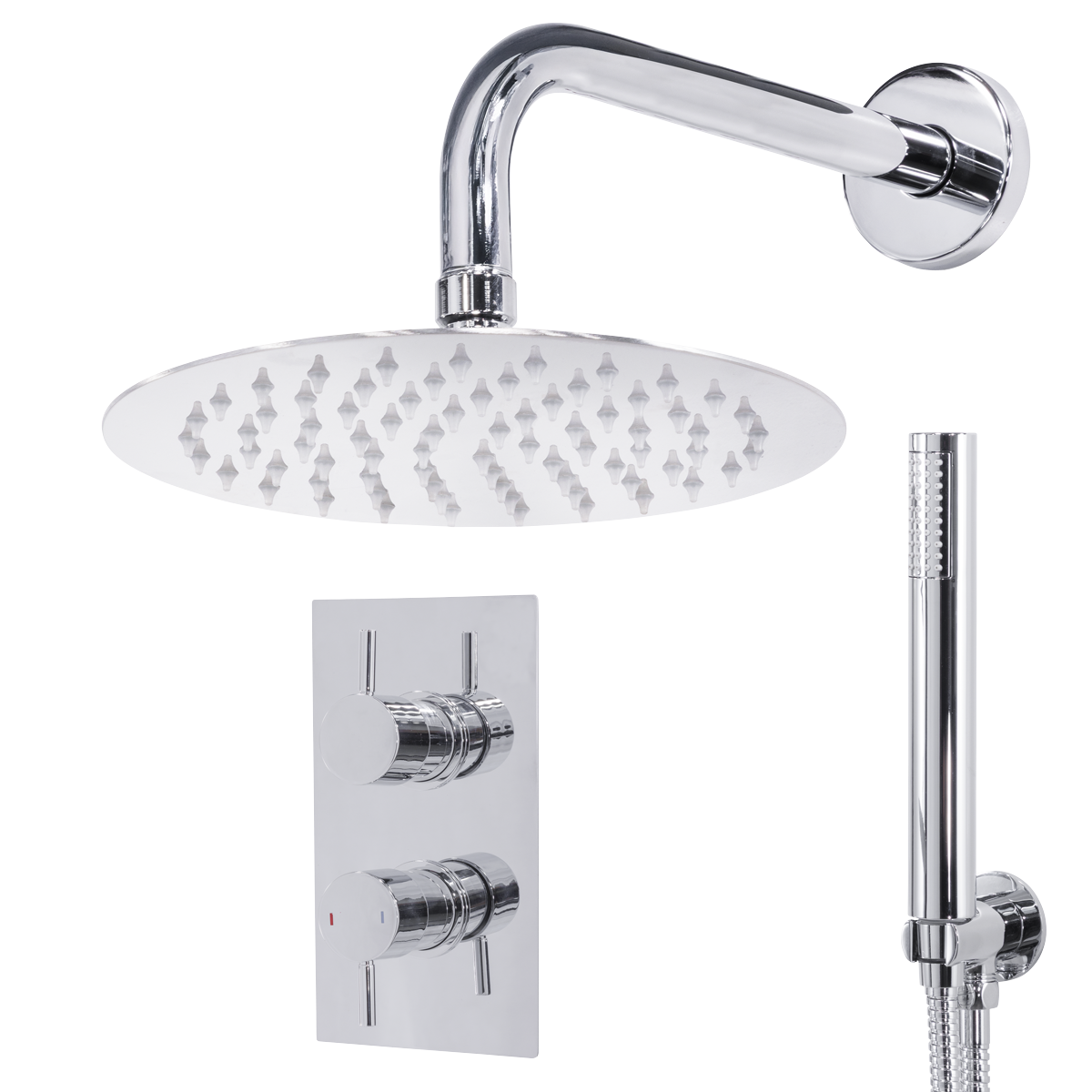 Concealed Thermostatic Shower Set 20cm Round Head & Hand Shower - Chrome DH318