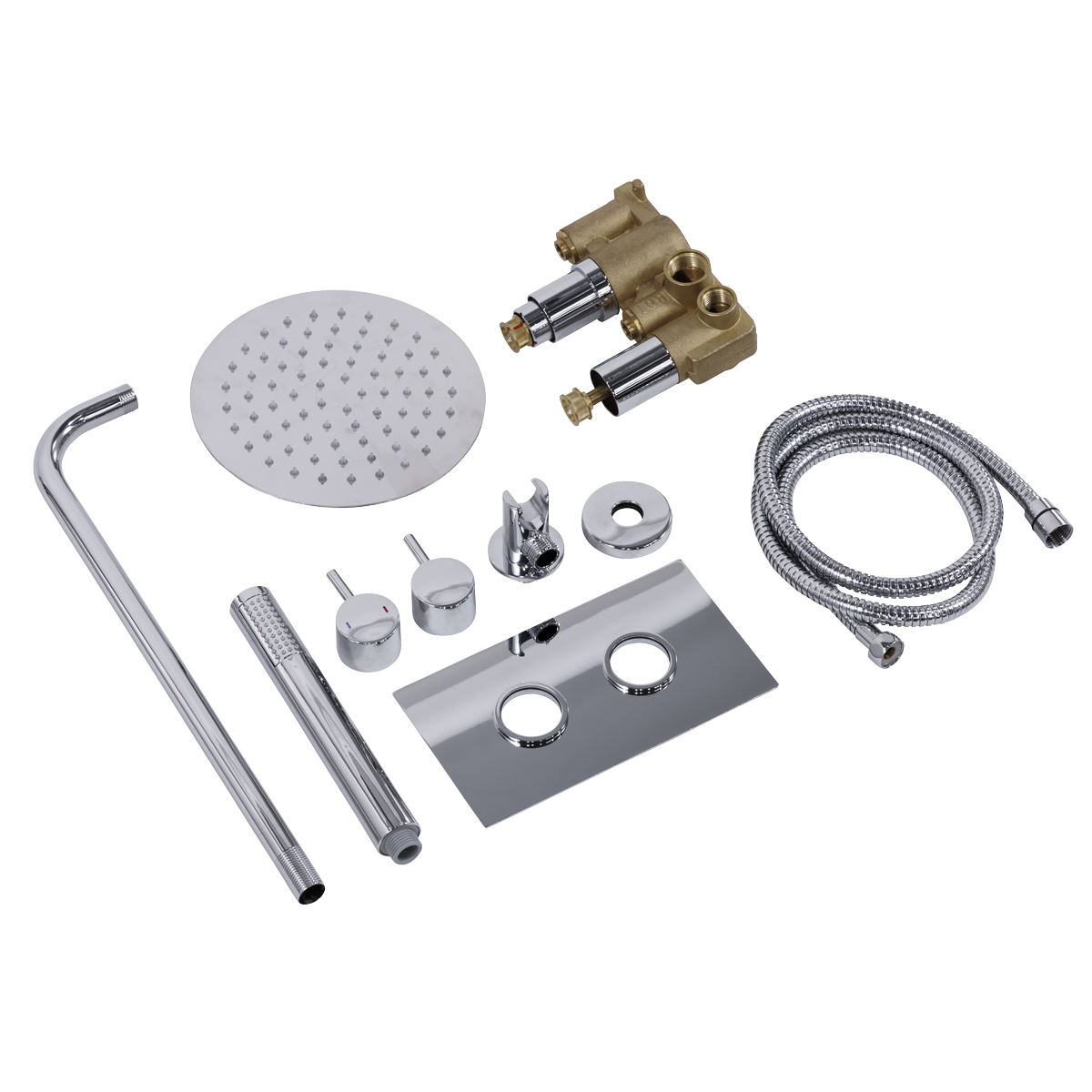 Concealed Thermostatic Shower Set 20cm Round Head & Hand Shower - Chrome DH318