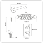 Concealed Thermostatic Shower Set 20cm Round Head & Hand Shower - Black DH319