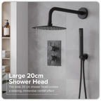 Concealed Thermostatic Shower Set 20cm Round Head & Hand Shower - Black DH319