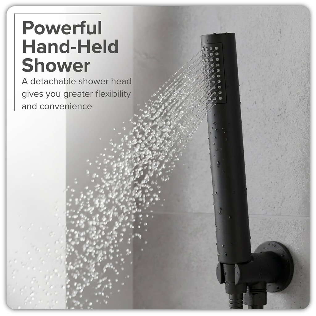 Concealed Thermostatic Shower Set 20cm Round Head & Hand Shower - Black DH319