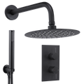 Concealed Thermostatic Shower Set 20cm Round Head & Hand Shower - Black DH319