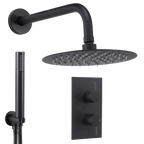 Concealed Thermostatic Shower Set 20cm Round Head & Hand Shower - Black DH319