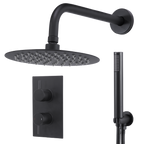 Concealed Thermostatic Shower Set 20cm Round Head & Hand Shower - Black DH319