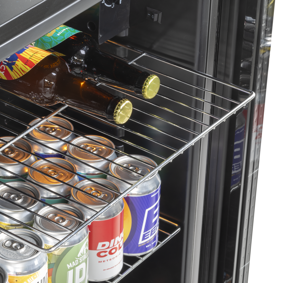 Undercounter Drinks, Beer & Wine Fridge with Wire Shelves, Internal Light & Security Lock 85L - Stainless Steel DH31