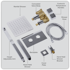 Concealed Thermostatic Shower Set 20 x 20cm Square Head & Hand Shower - Chrome DH320