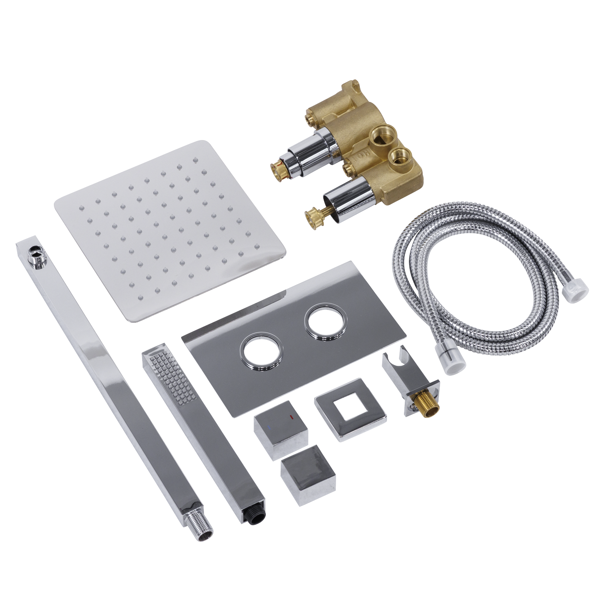 Concealed Thermostatic Shower Set 20 x 20cm Square Head & Hand Shower - Chrome DH320