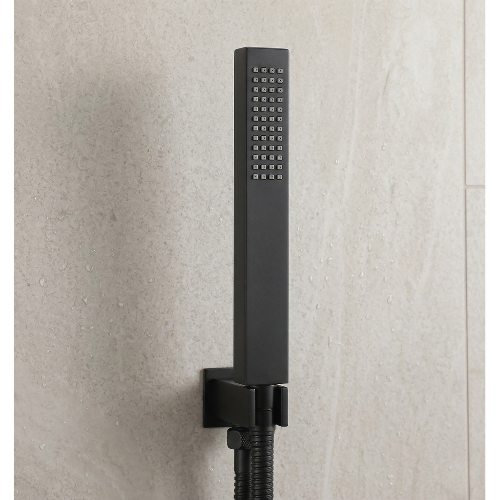 Concealed Thermostatic Shower Set 20 x 20cm Square Head & Hand Shower - Black DH321
