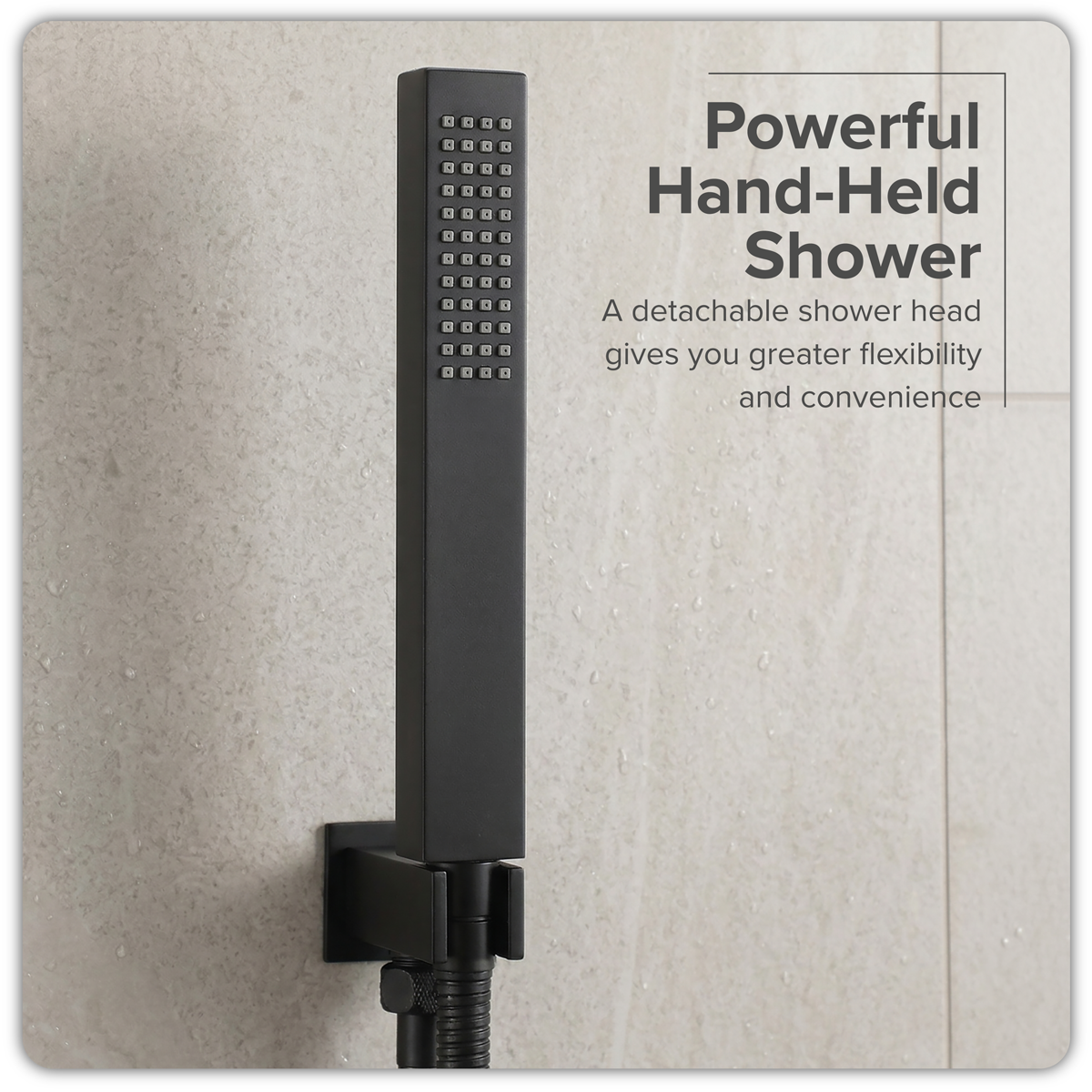 Concealed Thermostatic Shower Set 20 x 20cm Square Head & Hand Shower - Black DH321