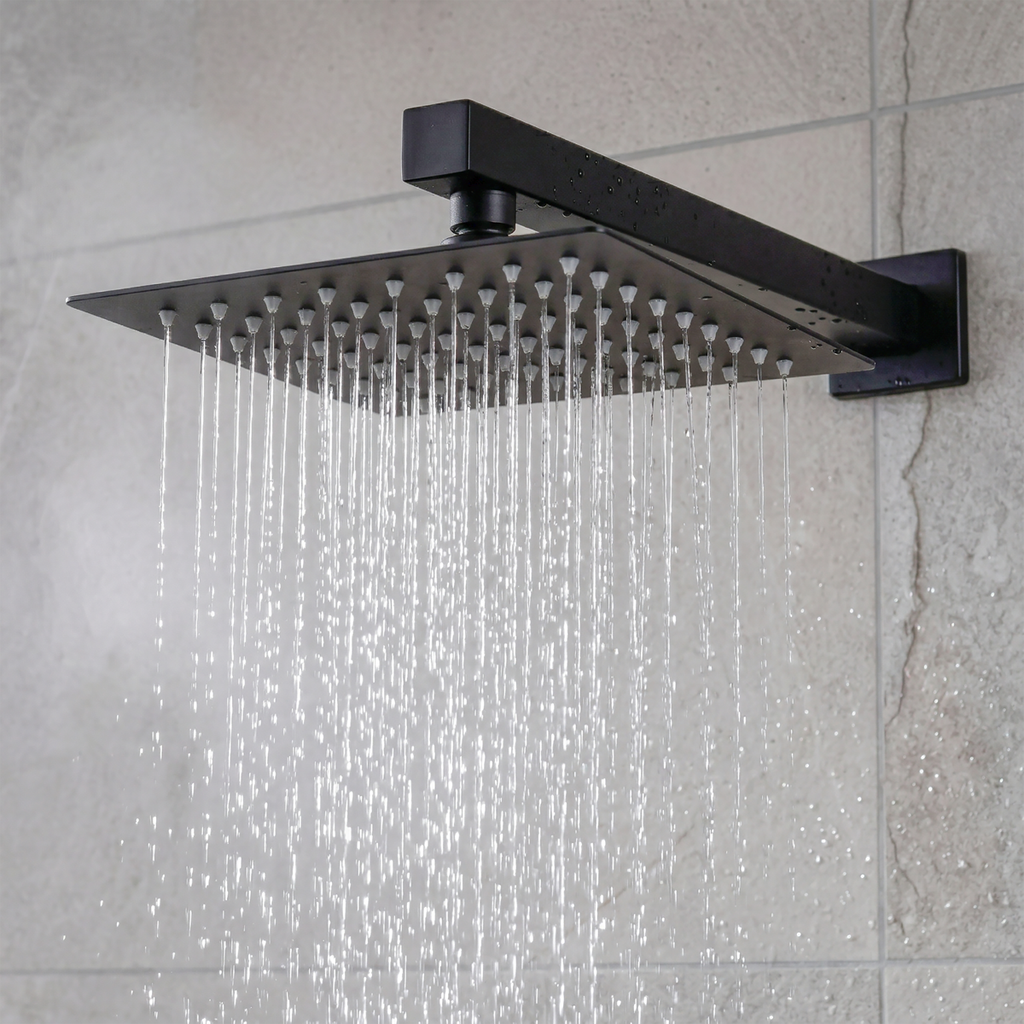 Concealed Thermostatic Shower Set 20 x 20cm Square Head & Hand Shower - Black DH321