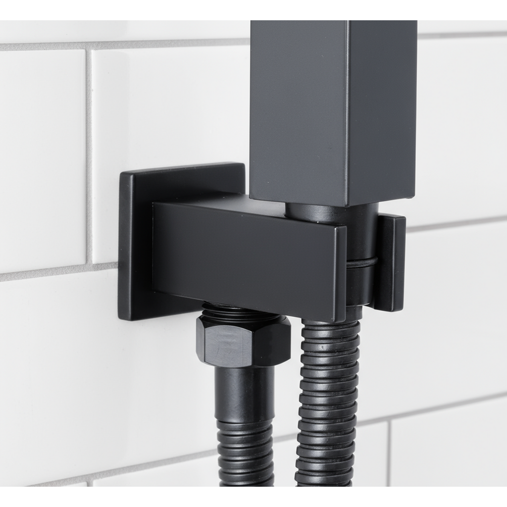 Concealed Thermostatic Shower Set 20 x 20cm Square Head & Hand Shower - Black DH321