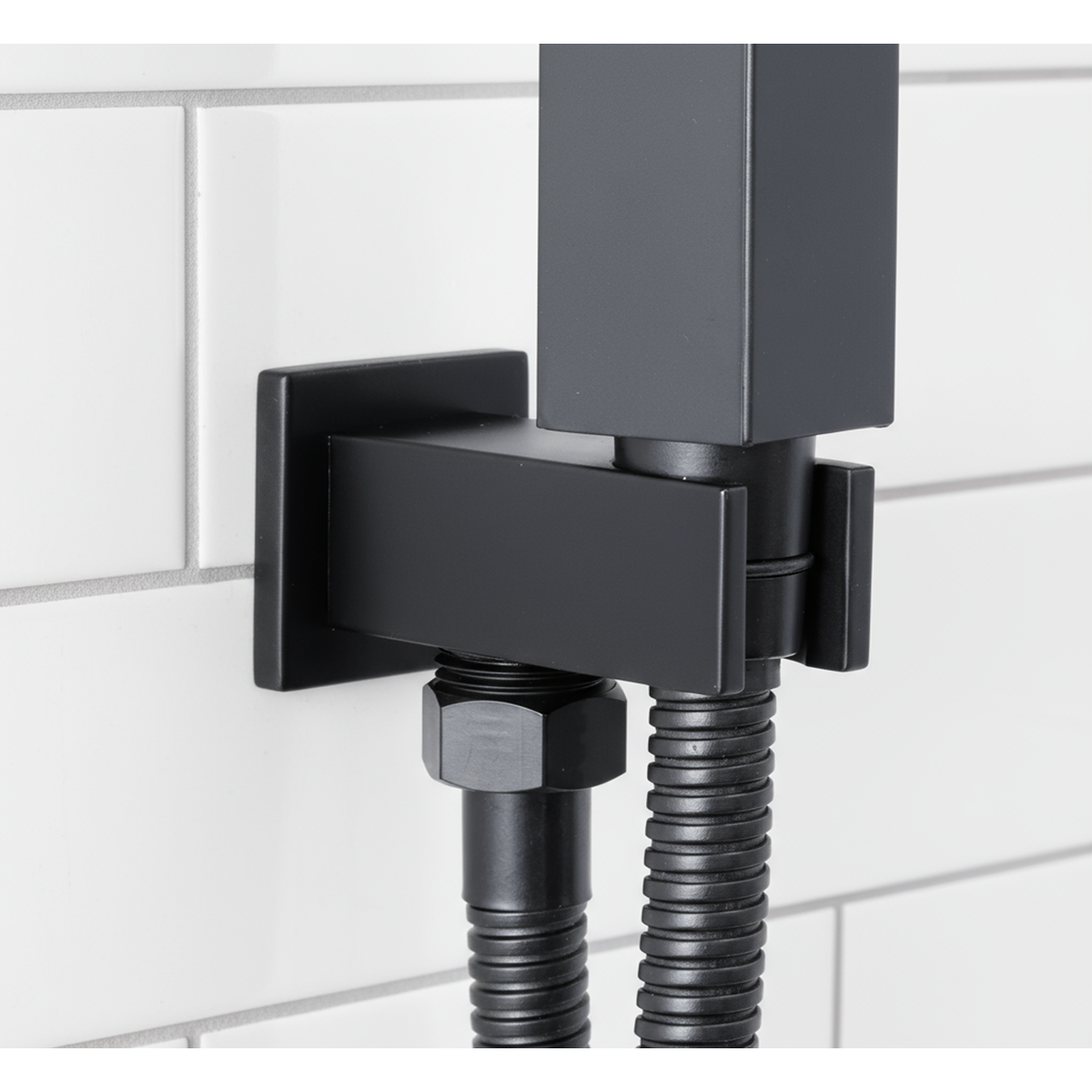 Concealed Thermostatic Shower Set 20 x 20cm Square Head & Hand Shower - Black DH321