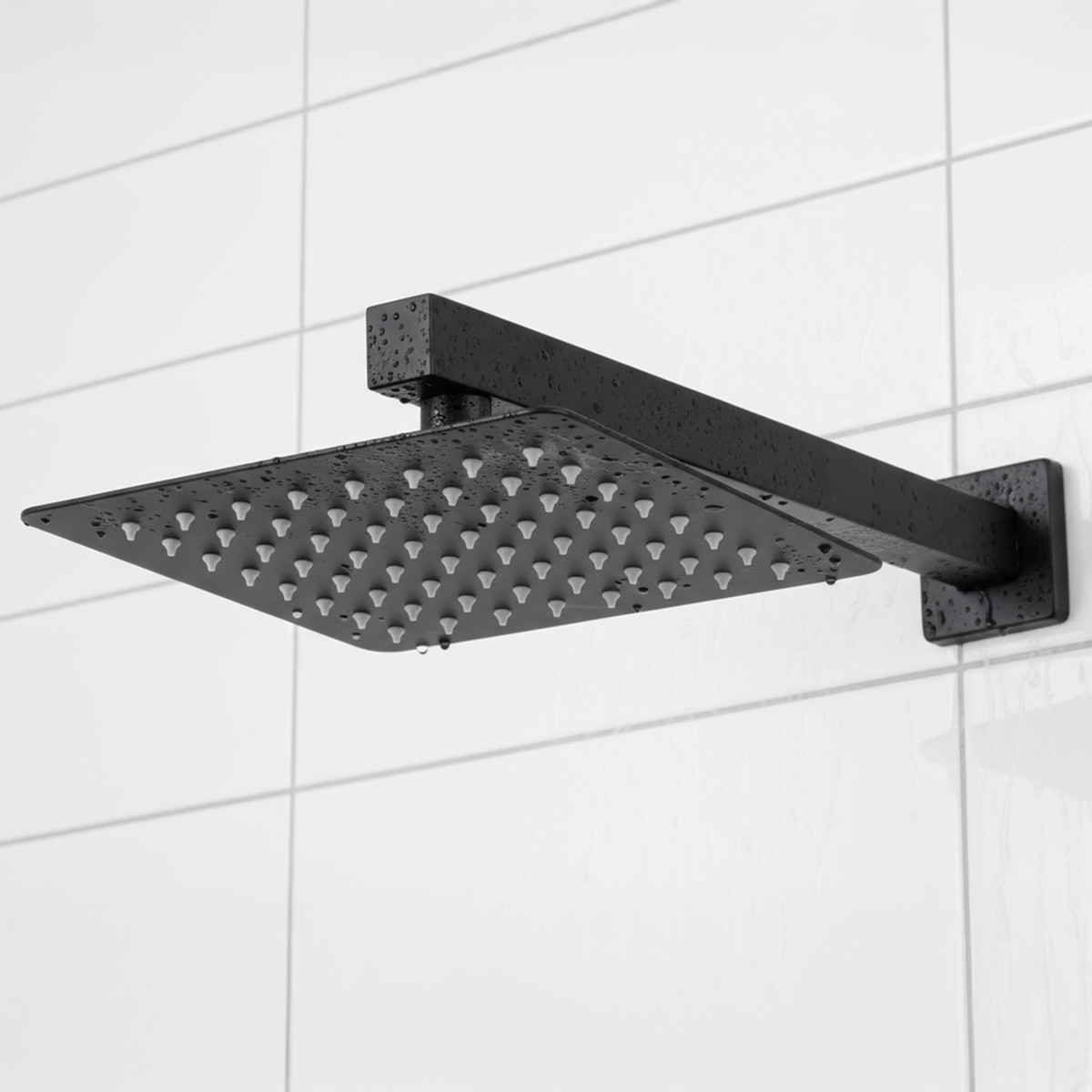 Concealed Thermostatic Shower Set 20 x 20cm Square Head & Hand Shower - Black DH321