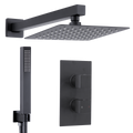 Concealed Thermostatic Shower Set 20 x 20cm Square Head & Hand Shower - Black DH321