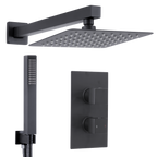 Concealed Thermostatic Shower Set 20 x 20cm Square Head & Hand Shower - Black DH321