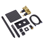 Concealed Thermostatic Shower Set 20 x 20cm Square Head & Hand Shower - Black DH321