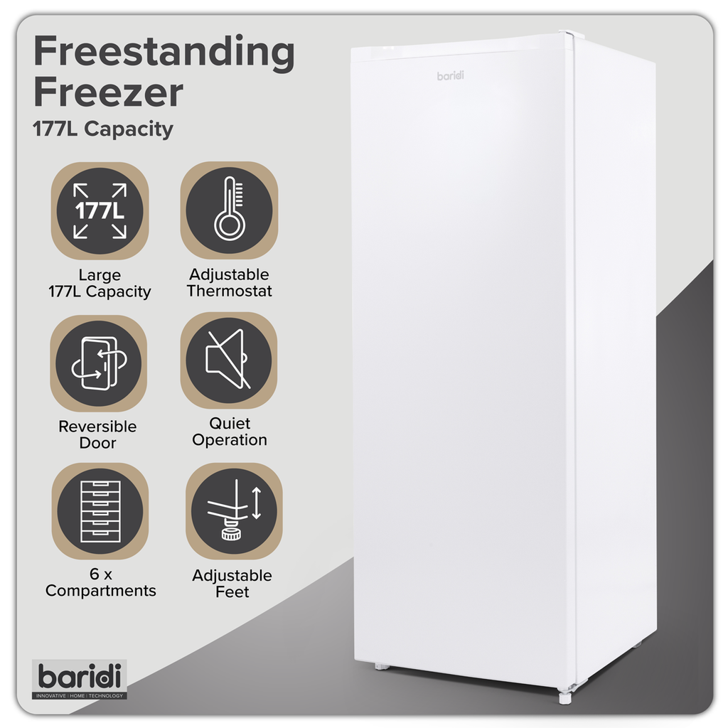 Freestanding Tall Freezer 177L Capacity – White DH324
