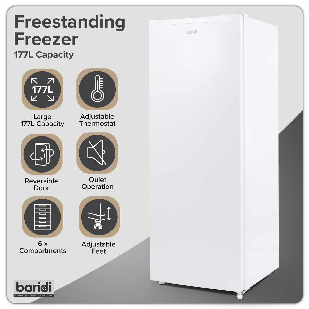Freestanding Tall Freezer 177L Capacity – White DH324