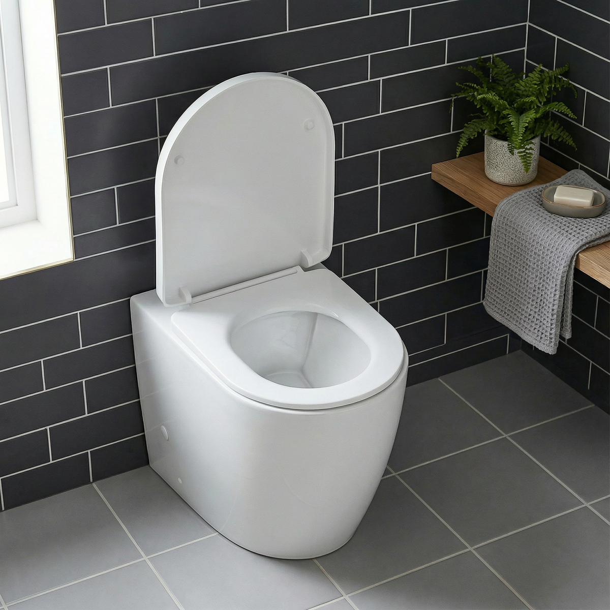 Back-to-Wall Toilet with Soft Close Seat & Rimless Flush – White DH334
