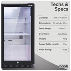 Hinged Triple Door, Back Bar Drinks Fridge/Cooler, 307L Capacity, 452 Cans – Black DH336
