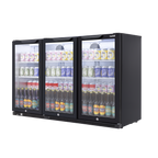 Hinged Triple Door, Back Bar Drinks Fridge/Cooler, 307L Capacity, 452 Cans – Black DH336