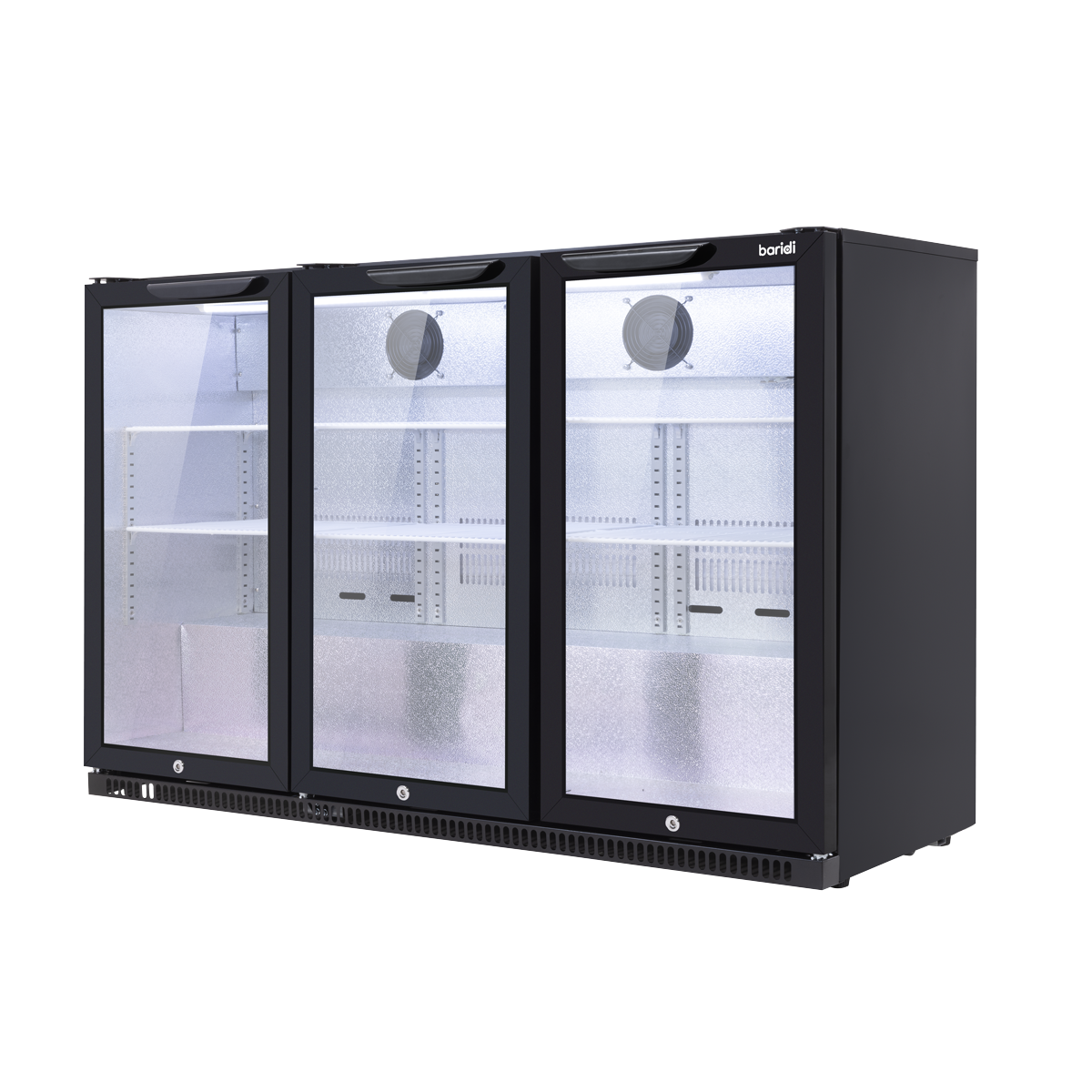 Hinged Triple Door, Back Bar Drinks Fridge/Cooler, 307L Capacity, 452 Cans – Black DH336