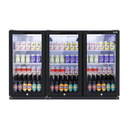 Hinged Triple Door, Back Bar Drinks Fridge/Cooler, 307L Capacity, 452 Cans – Black DH336