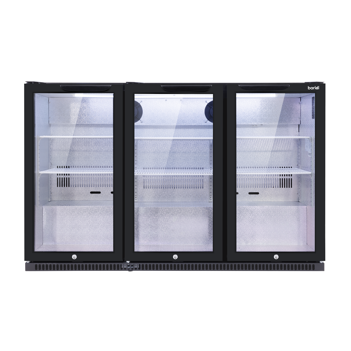 Hinged Triple Door, Back Bar Drinks Fridge/Cooler, 307L Capacity, 452 Cans – Black DH336