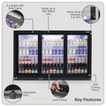 Sliding Triple Door, Back Bar Drinks Fridge/Cooler, 307L Capacity, 452 Cans – Black DH337