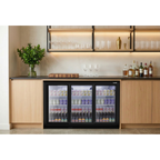 Sliding Triple Door, Back Bar Drinks Fridge/Cooler, 307L Capacity, 452 Cans – Black DH337
