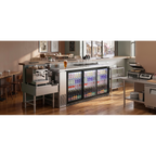 Sliding Triple Door, Back Bar Drinks Fridge/Cooler, 307L Capacity, 452 Cans – Black DH337