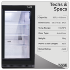 Sliding Triple Door, Back Bar Drinks Fridge/Cooler, 307L Capacity, 452 Cans – Black DH337