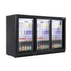 Sliding Triple Door, Back Bar Drinks Fridge/Cooler, 307L Capacity, 452 Cans – Black DH337