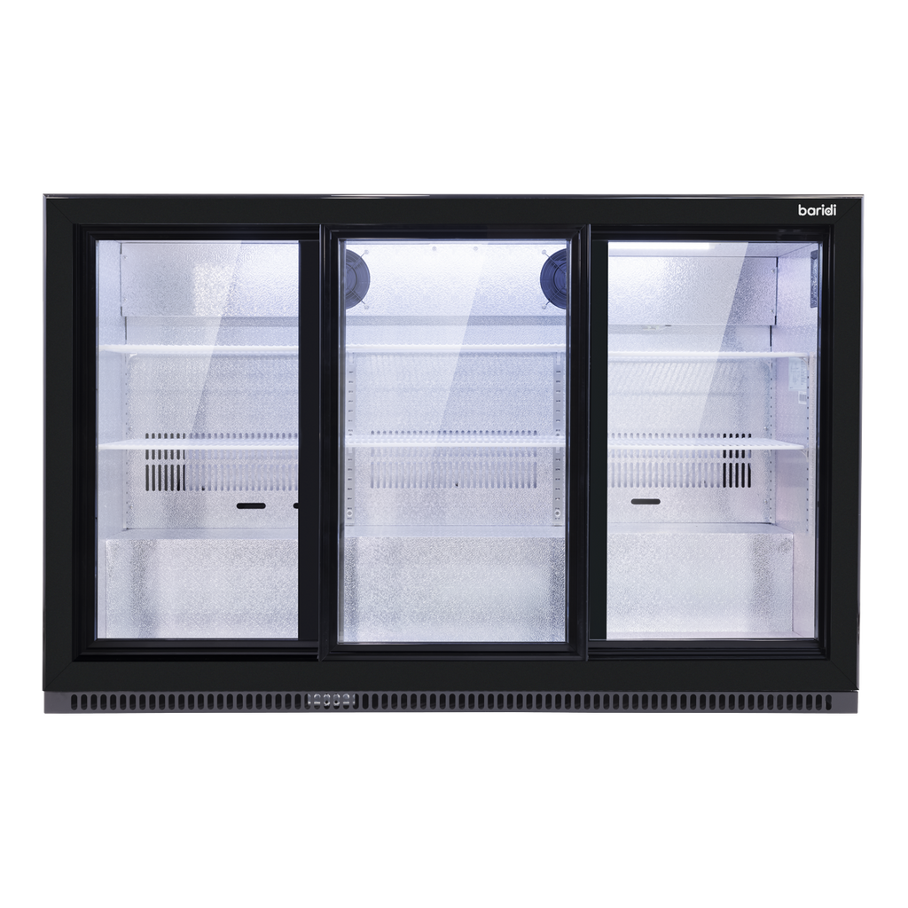 Sliding Triple Door, Back Bar Drinks Fridge/Cooler, 307L Capacity, 452 Cans – Black DH337
