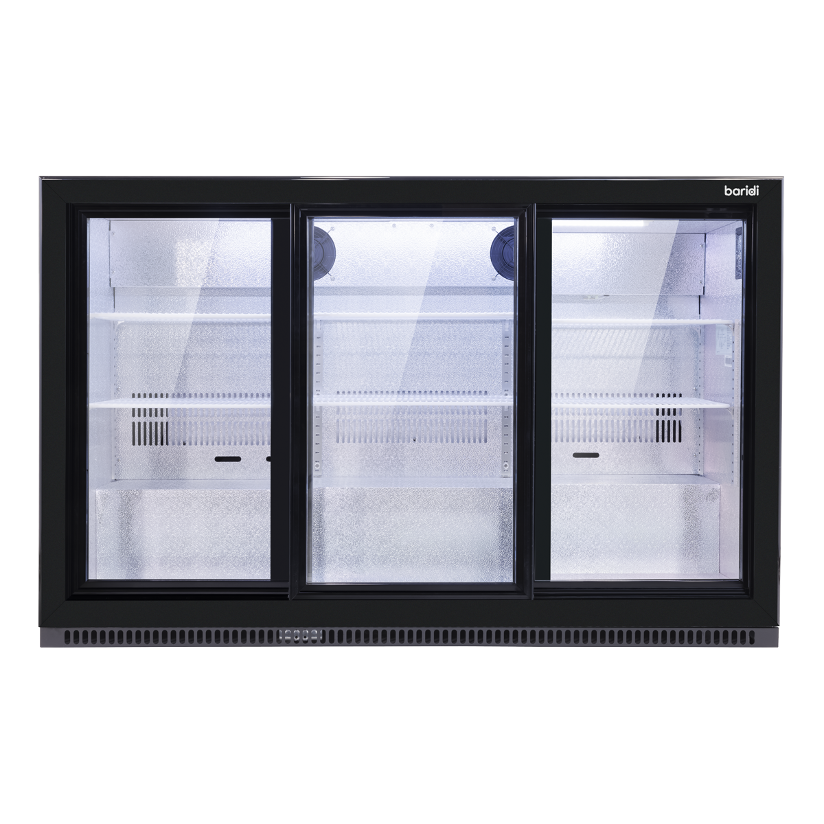 Sliding Triple Door, Back Bar Drinks Fridge/Cooler, 307L Capacity, 452 Cans – Black DH337