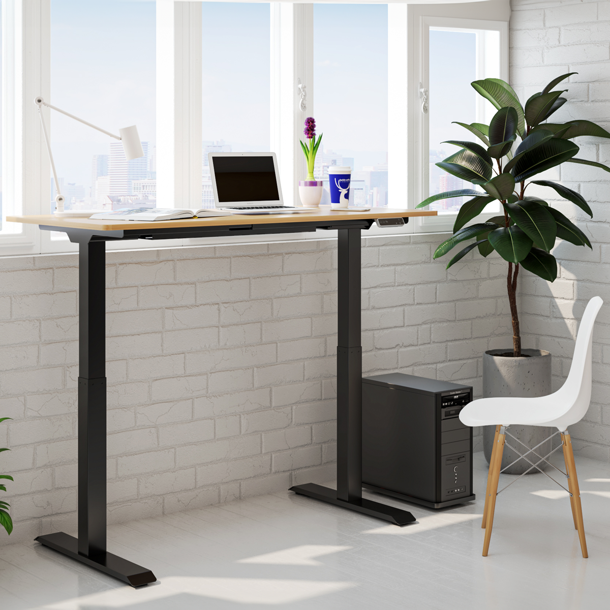 Dellonda Dual Motor Height-Adjustable Electric Standing Desk - Oak DH33