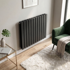 Horizontal Radiator Contemporary Double Flat Panel Design 600 x 700mm – Black DH345