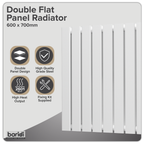 Horizontal Radiator Contemporary Double Flat Panel Design 600 x 700mm - White DH350