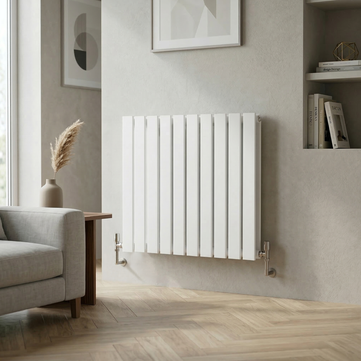 Horizontal Radiator Contemporary Double Flat Panel Design 600 x 700mm - White DH350