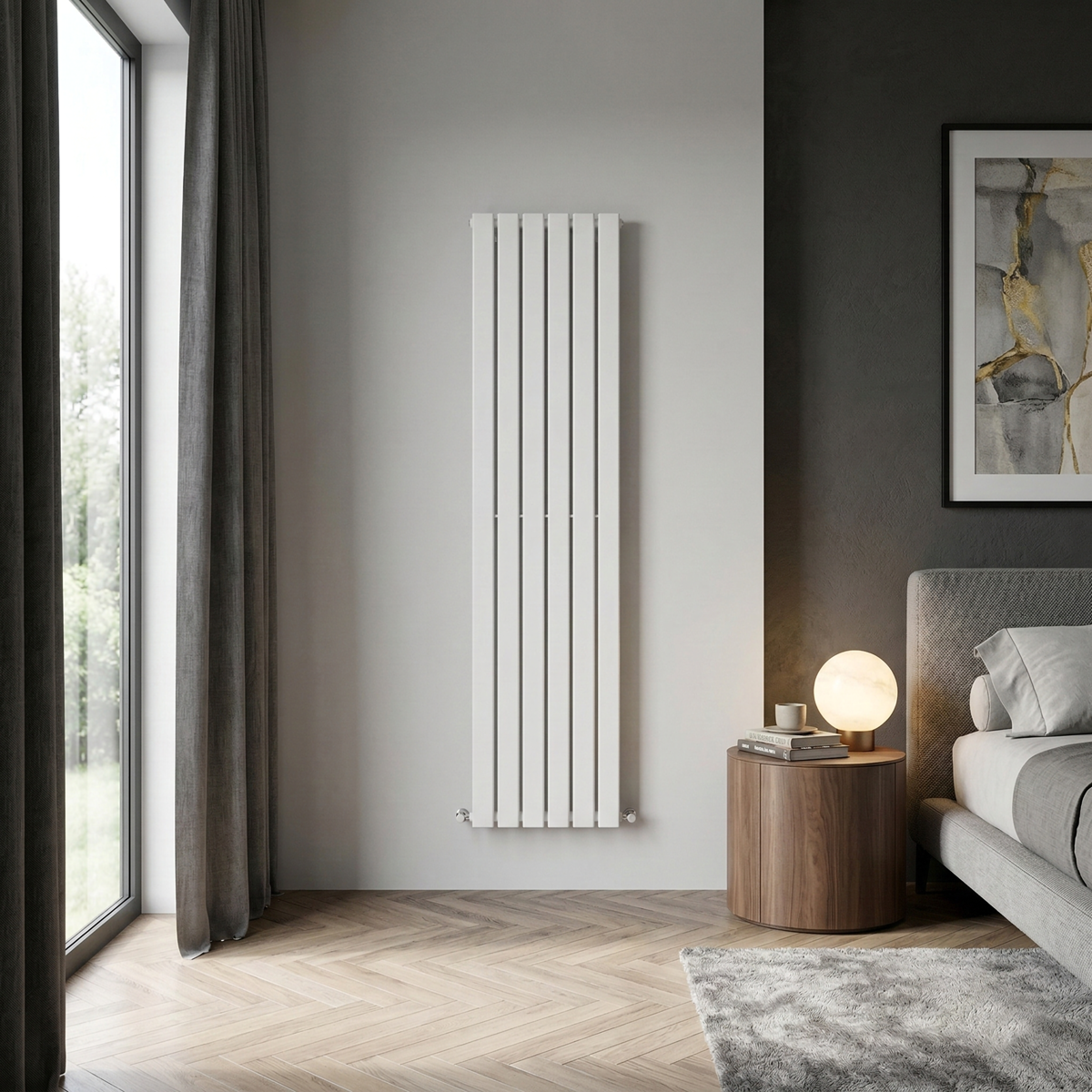 Vertical Radiator Contemporary Double Flat Panel Design 420 x 1800mm – White DH355
