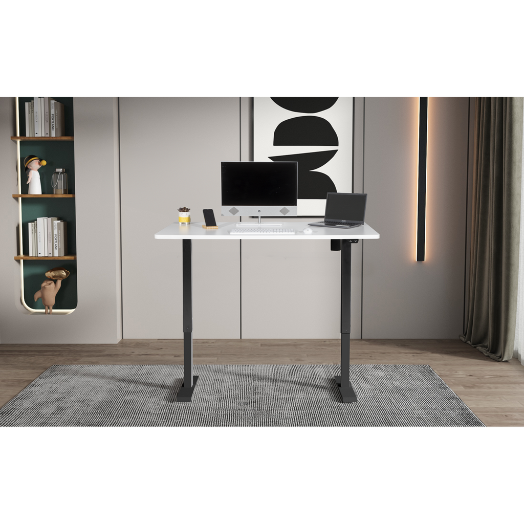 Single Motor Ultra-Quiet Adjustable-Height Electric Sit/Stand Desk - White Desktop DH36