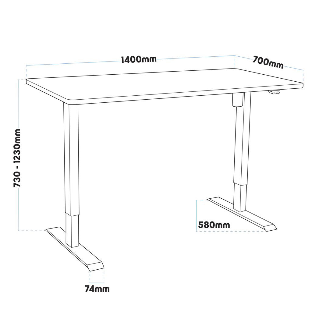 Single Motor Ultra-Quiet Adjustable-Height Electric Sit/Stand Desk - White Desktop DH36