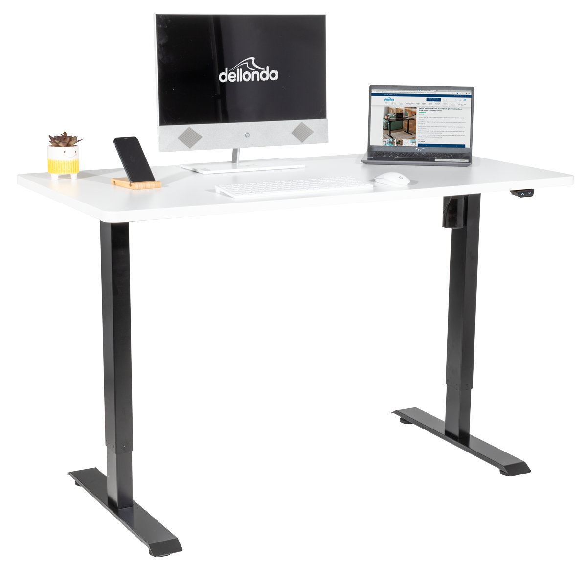 Single Motor Ultra-Quiet Adjustable-Height Electric Sit/Stand Desk - White Desktop DH36