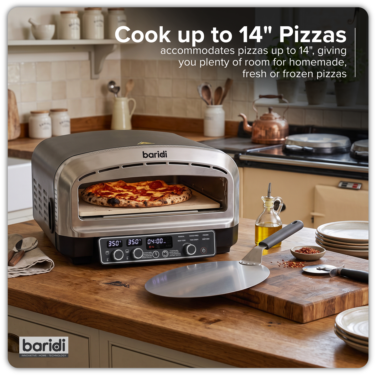 Electric Pizza Oven 14" - Black/Stainless Steel DH377