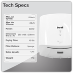 High Speed Hand Dryer with Auto-Sensor 1400-1650W - White DH378