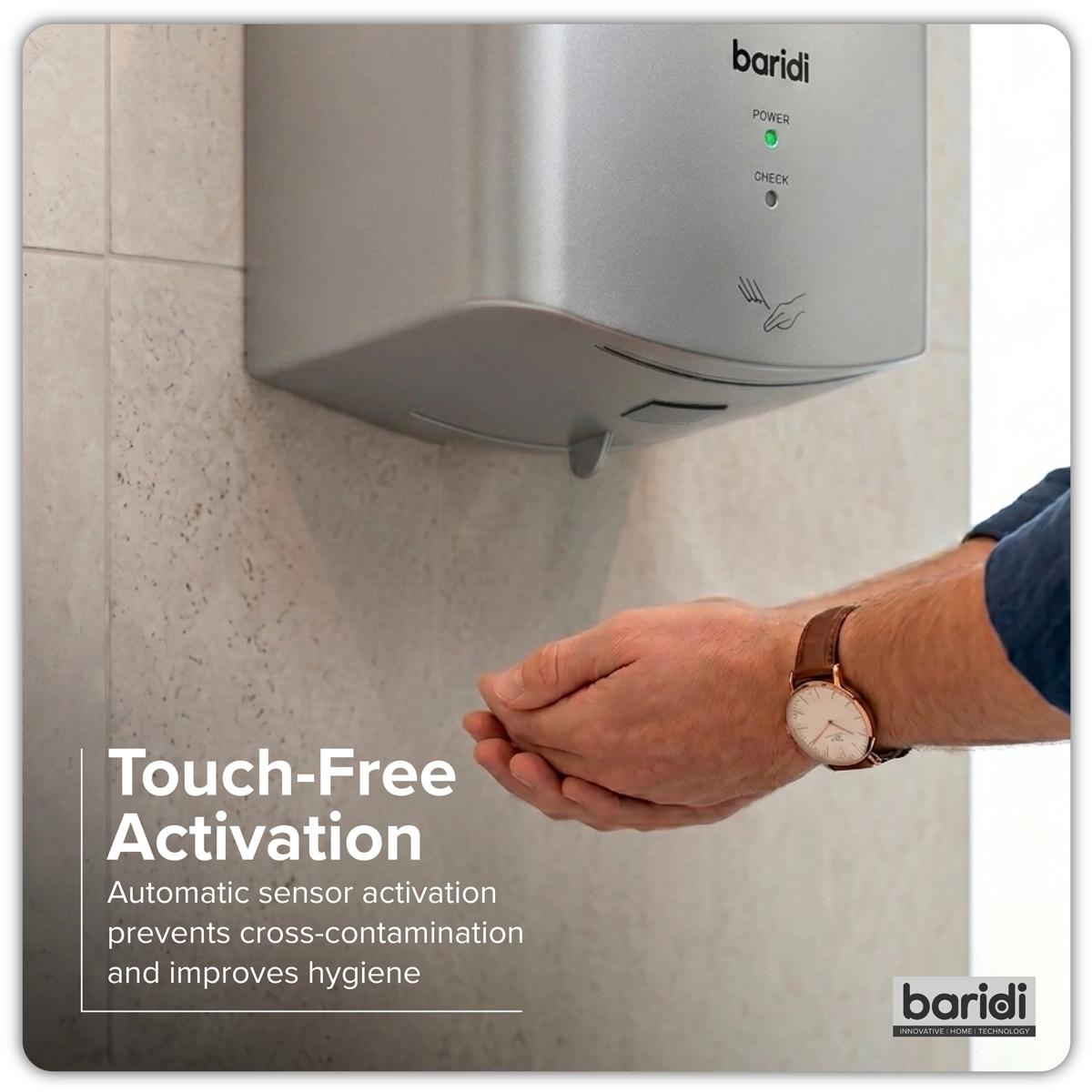 High Speed Hand Dryer with Auto-Sensor 1400-1650W - Silver DH379