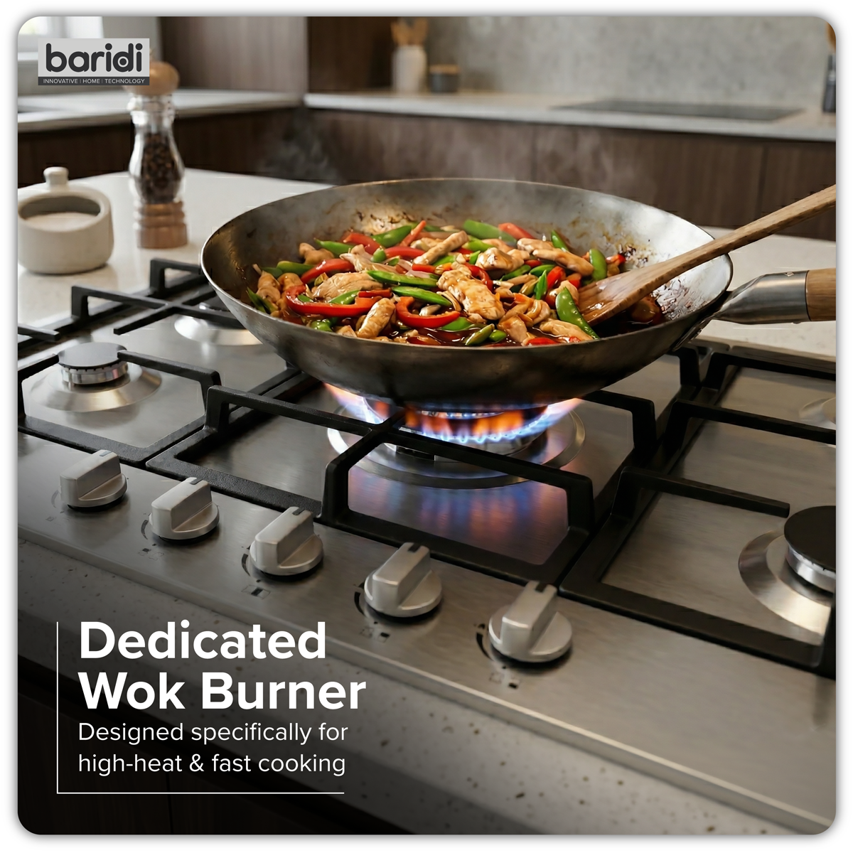 90cm Gas Hob Stainless Steel with 5 Burners, Cast Iron Supports & Auto Ignition 11kW DH382