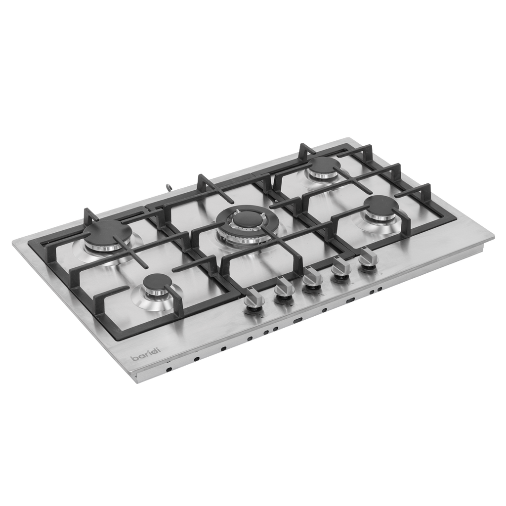 90cm Gas Hob Stainless Steel with 5 Burners, Cast Iron Supports & Auto Ignition 11kW DH382